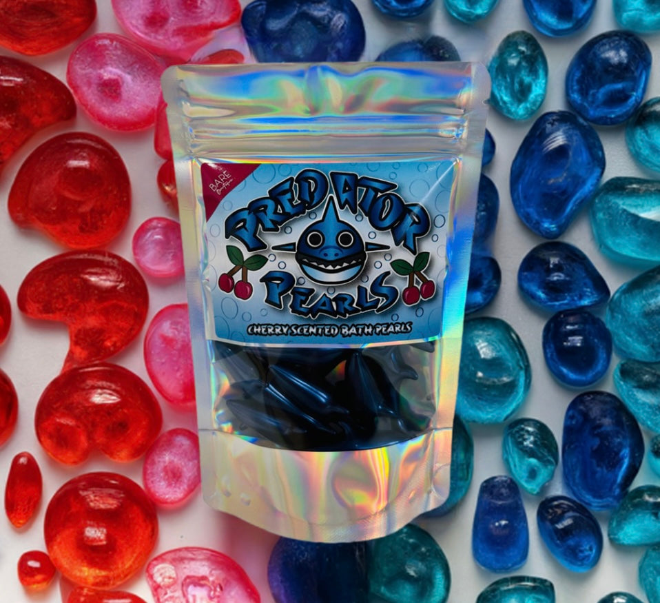 Sharks, cherry, Bath Pearls, retro gifts, scented oil, christmas, birthday, 90s gifts