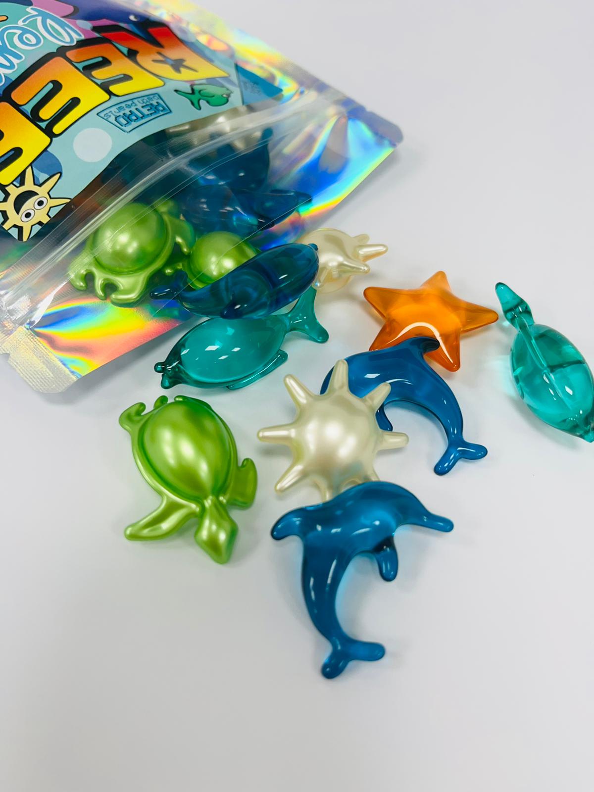 under the sea, reef, Ocean, dolphins, turtles, sea urchins, christmas gift, stocking filler, Bath Pearls, retro gifts, scented oil, christmas, birthday, 90s gifts