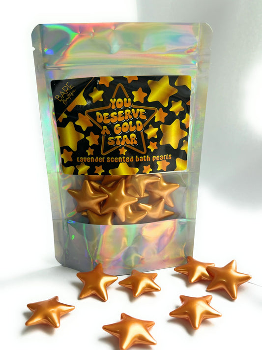 You Deserve A Gold Star - 15 x Lavender Gold Star Bath Pearls.