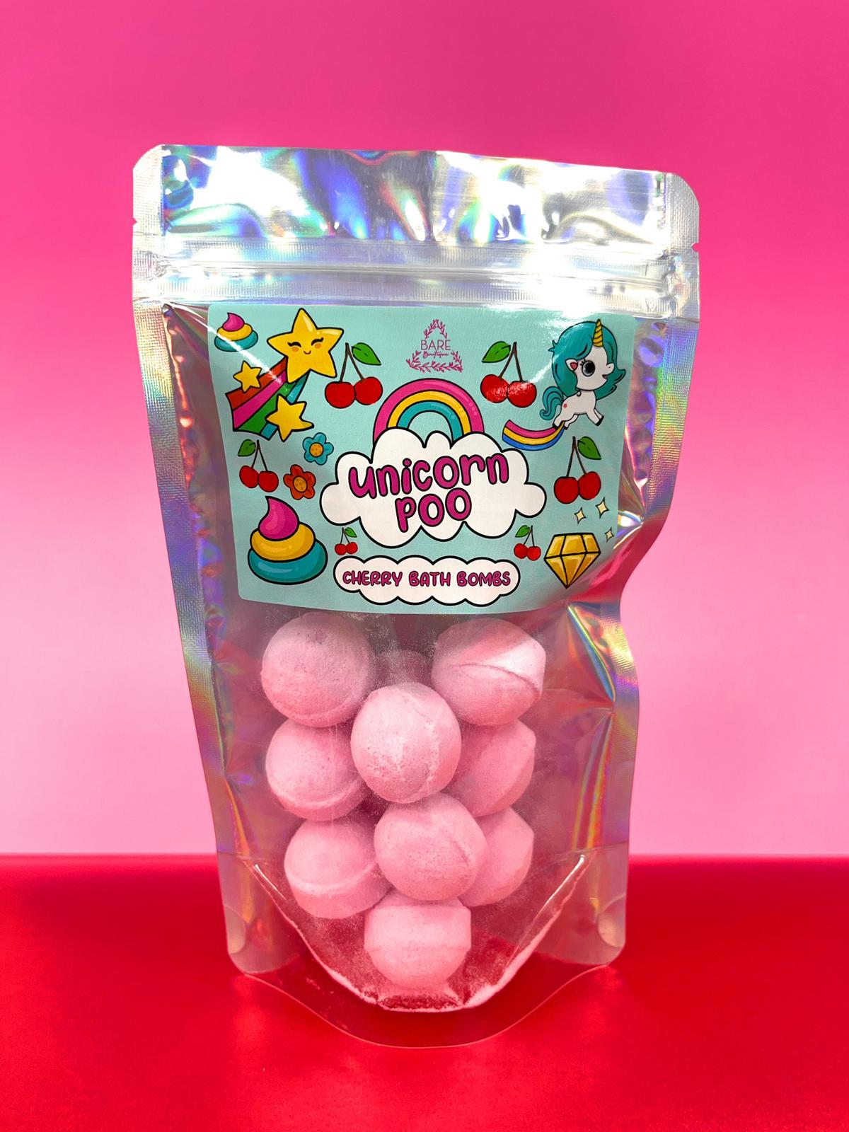 Unicorn Poo - Cherry Scented  Bath Marbles - Pack of 12